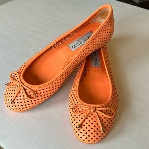 Jimmy Choo Walsh neon orange ballet‎ flats